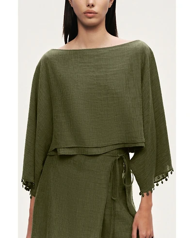 Nocturne Women's Cropped Boat-Neck Blouse