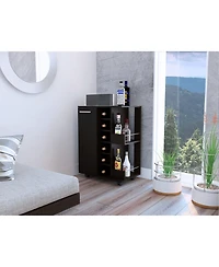 flynama Wenge 2-Shelf 6-Bottle Bar Cart with Division