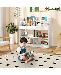 Sugift 3-Tier Kid's Bookshelf Toy Storage Organizer with Display Rack and 4 Compartments