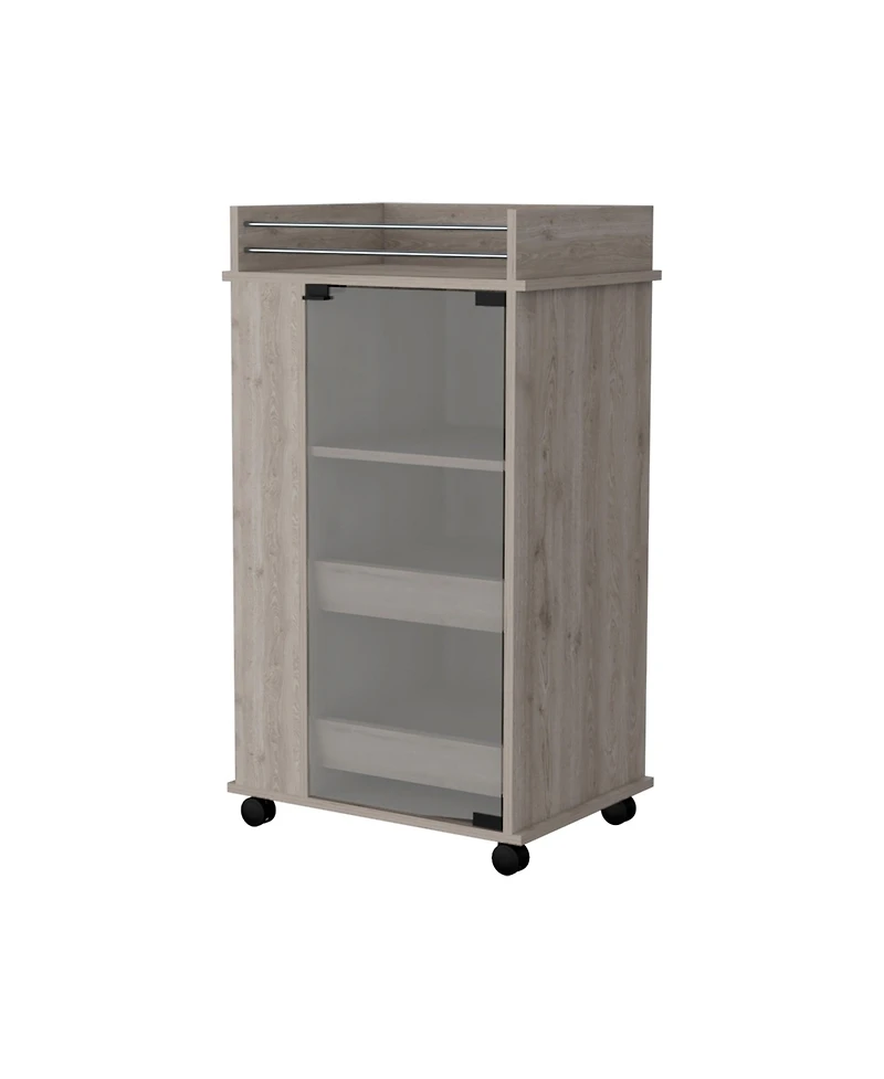 flynama Glass Door Bar Cart with Bottle Holder and Casters
