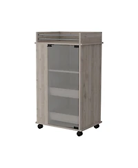 flynama Glass Door Bar Cart with Bottle Holder and Casters