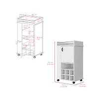 flynama Bar Cart 21.65" W x 16.34" D with 1 Cabinet with Casters.