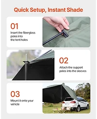 Gouun 10 x 7 ft Vehicle Side Awning with UV50 Plus Sun Protection