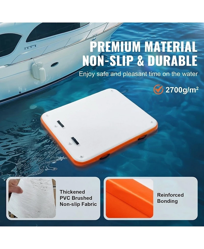 Gouun 6 x 5 ft Inflatable Floating Dock Platform with Carry Bag