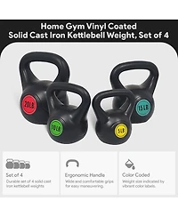 BalanceFrom Fitness Home Gym Vinyl Coated Solid Cast Iron Kettlebell Weight Set