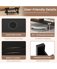 Sugift 2-Tier Coffee Table Slatted Wood Center Table with Storage Shelf