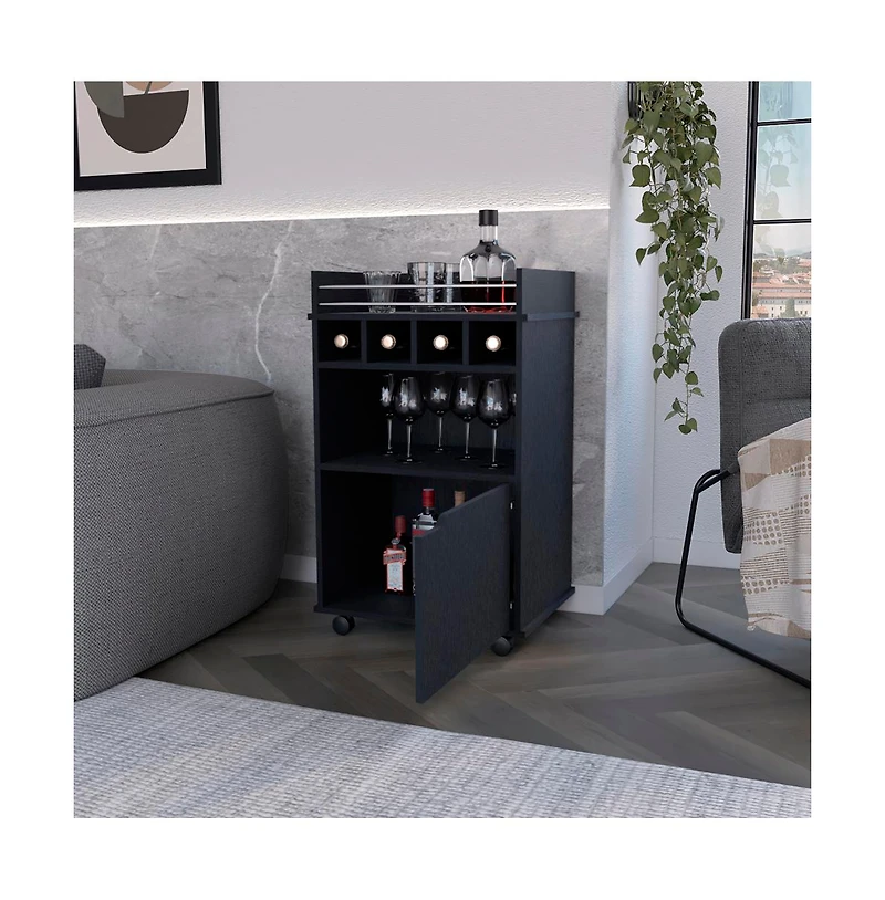 flynama Bar Cart for Living Room with Bottle Storage and Open Shelf