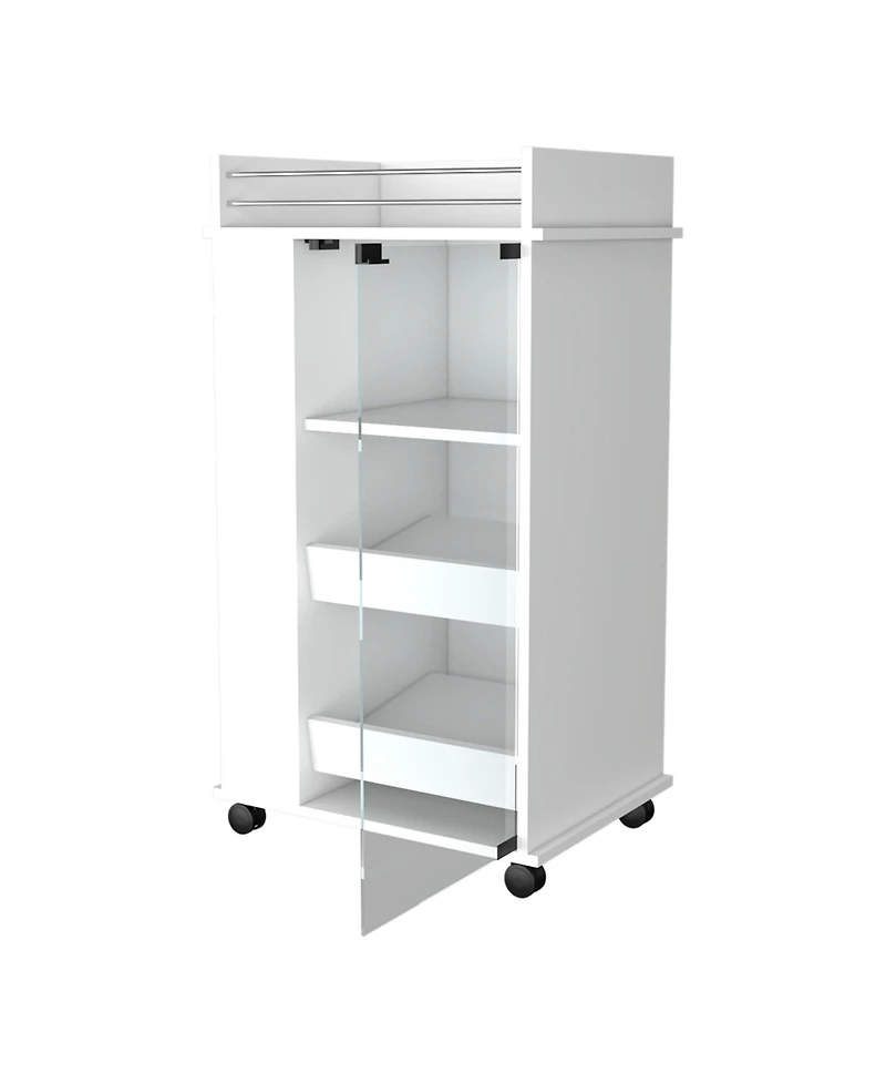 flynama Willow Park Glass Door Bar Cart with Bottle Holder and Casters