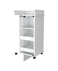 flynama Willow Park Glass Door Bar Cart with Bottle Holder and Casters