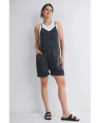Hello Miz Maternity Washed Relaxed Fit Romper with Pockets