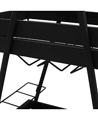 flynama Rex Modern Industrial Iron Frame Bar Cart with Wine Holders