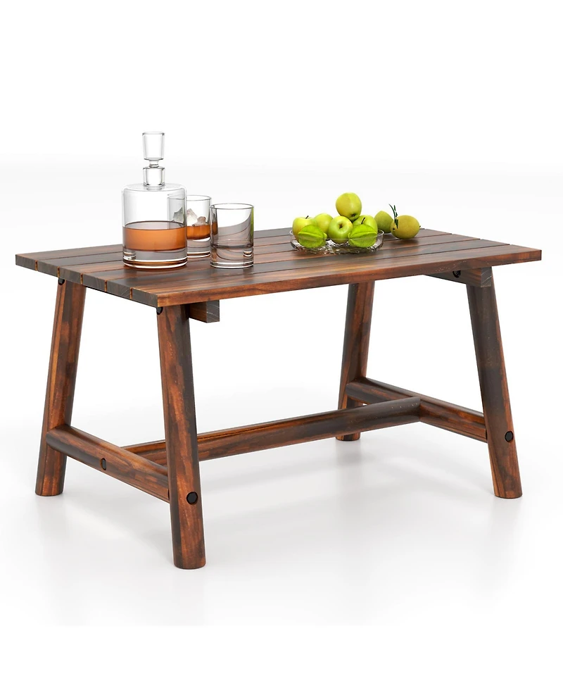 Slickblue Outdoor Table with Slatted Tabletop for Patio Garden Balcony