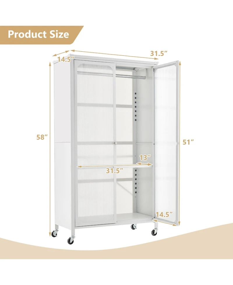 Gouun Closet with Dual Hanging Sections and Doors
