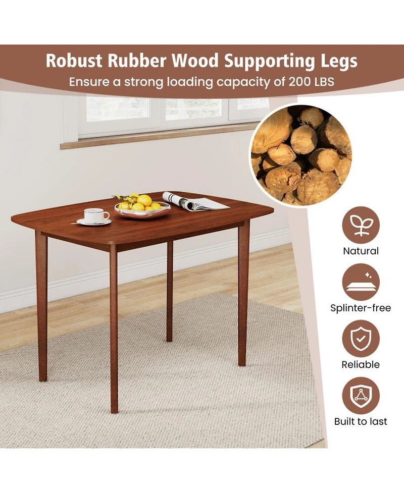 Gouun Rectangular Walnut Finish Kitchen Table for 2-4 with Triangular Bracing