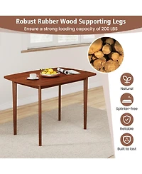 Gouun Rectangular Walnut Finish Kitchen Table for 2-4 with Triangular Bracing