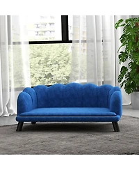 Aostirmotor Velvet Large Dog Couch Bed with Foam Cushion, Pearl Design, Soft Dog Sofa for Big and Medium Dogs, Dark Blue