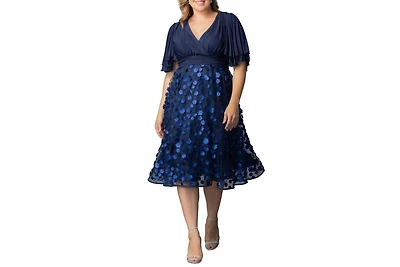 Kiyonna Plus Pretty Petals Mesh Cocktail Dress