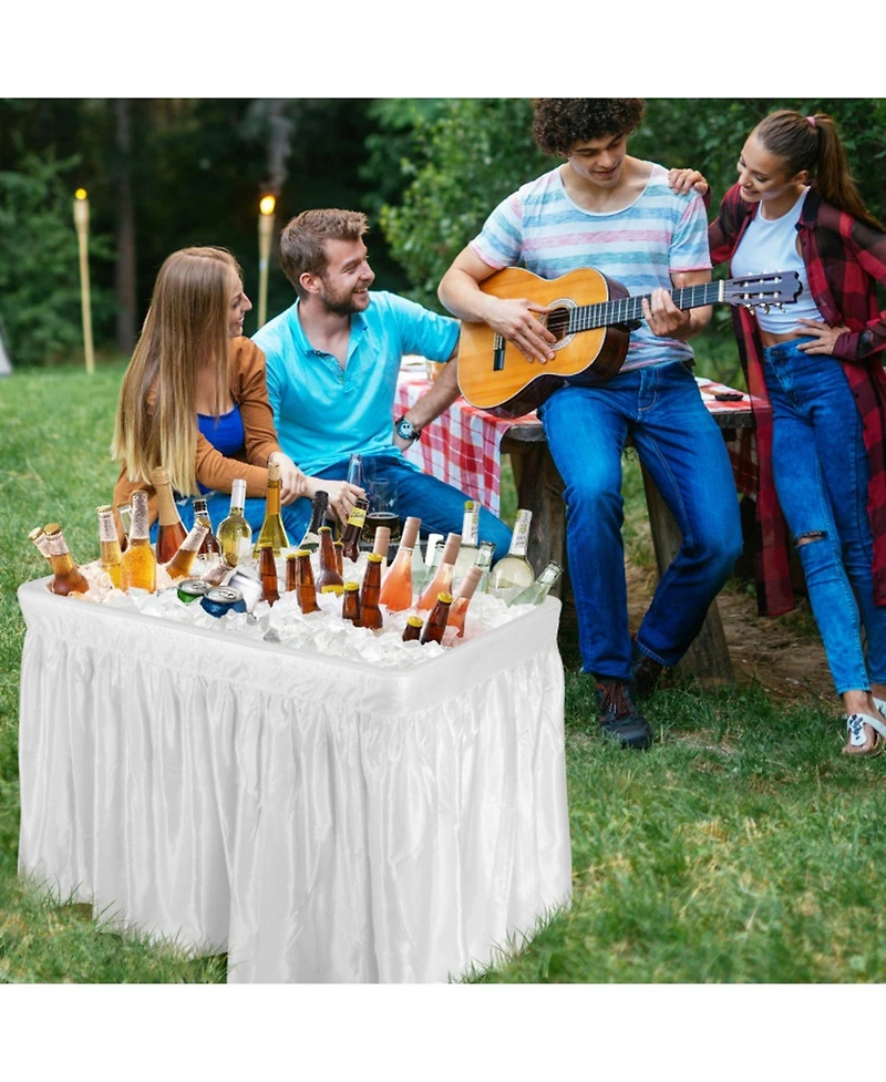 Gouun 4 Ft Folding Party Ice Cooler Table with Matching Skirt and Drain