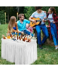 Gouun 4 Ft Folding Party Ice Cooler Table with Matching Skirt and Drain