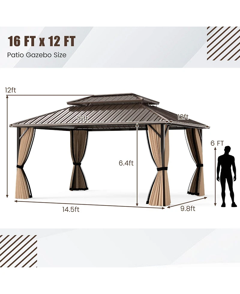 Slickblue Outdoor Hardtop Gazebo for Patio Lawn Garden Party Tent