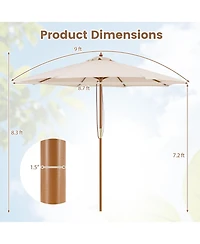 Slickblue Patio Umbrella Outdoor Table Market with 8 Sturdy Bamboo Ribs