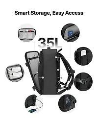 Mecale 35L Vacuum Seal Compression Travel Backpack with Air Pump, Water-Resistant Carry-On Luggage, Personal Item Bag