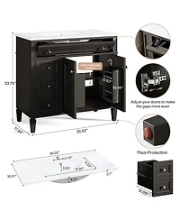 Tribesigns Bathroom Vanity with Sink, Modern Bathroom Sink Cabinet with 4 Drawers and 2 Doors, Bath Storage Vanity Sink with Paint Surface