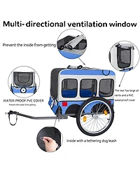 Aostirmotor Folding Dog Bike Trailer, Heavy Duty Pet Trailer for Large Dogs, All-Terrain Wheels, Spacious Design for Cycling, Jogging and Camping