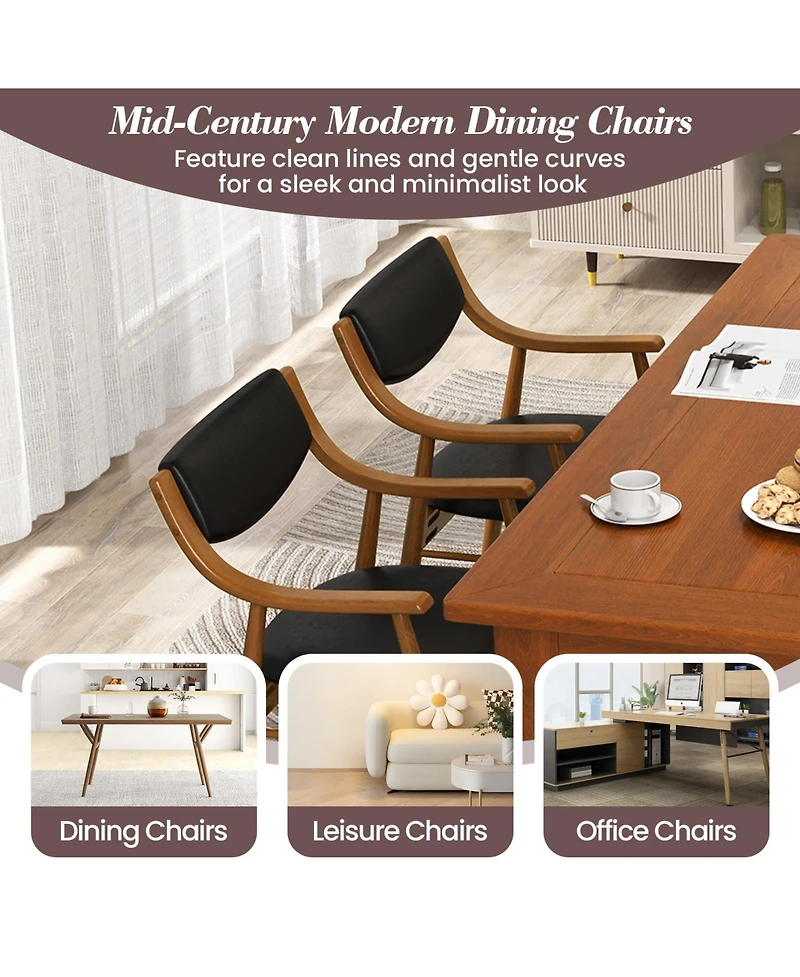 Sugift Wooden Dining Chair Set of 2 with Padded Seat and Back