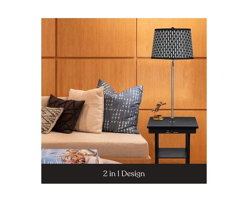 Brightech Madison Led Table & Lamp Combo Bundle with Usb and Wireless Charging Pad, Set of 2