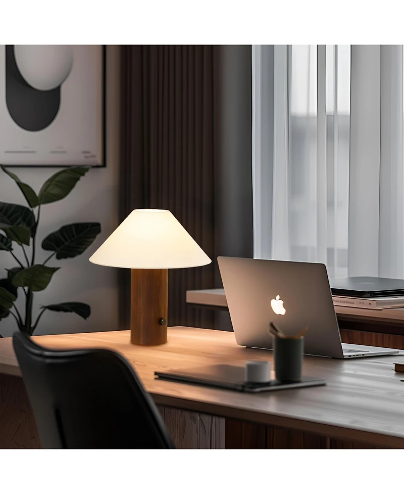 Brightech Oakley Modern Wood Led Desk Lamp with Rotary Knob