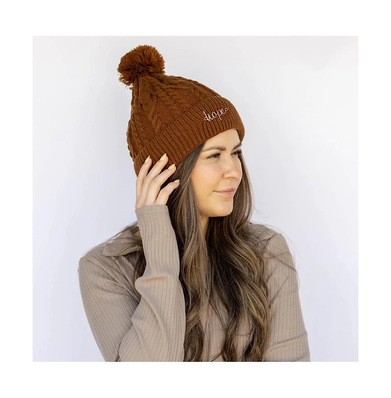 Headbands of Hope Women's Cable Knit Pom-Pom Beanie