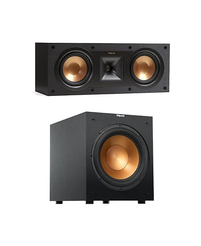Klipsch Reference R-12SW 400W All-Digital Powered Subwoofer, Brushed Polymer Veneer with R-52C Center Speaker