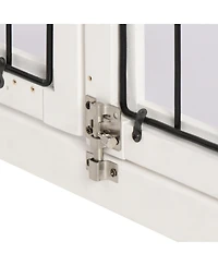 Aostirmotor Small Dog Crate Furniture End Table with Two Opening Sides and Lockable Door, Indoor Puppy Kennel, Pure White