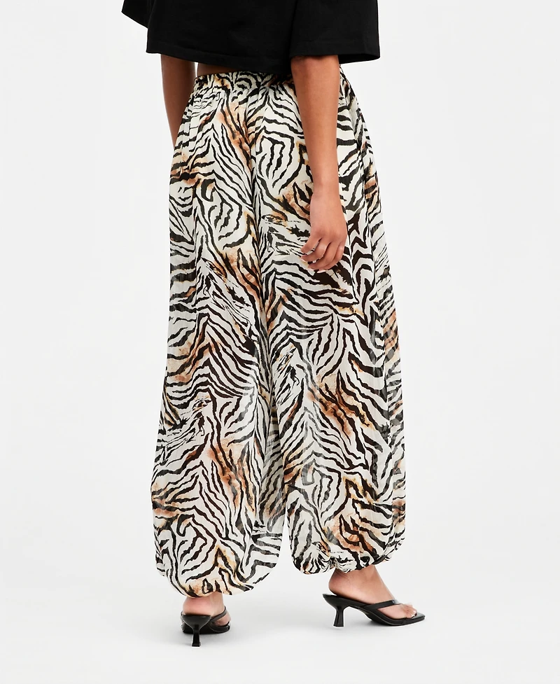 Bar Iii Women's Printed Pull-On Sheer Balloon Pants, Macy's Exclusive