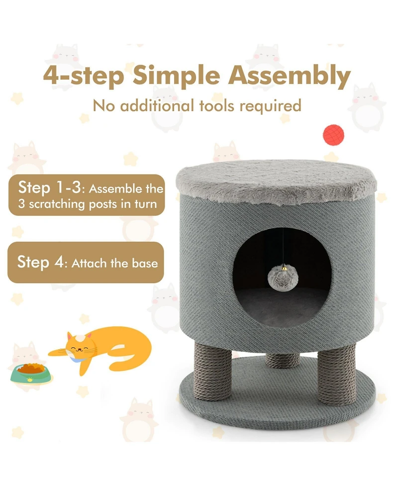 Cozito Cat Tree 3-in-1 Condo Stool with Scratching Posts Toy