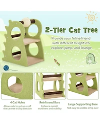 Cozito Cat Tree 2-Tier Dinosaur Theme with Sisal Scratch Ball