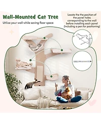 Cozito Cat Tower Wall-Mounted with Hammock Platforms Sisal Mat