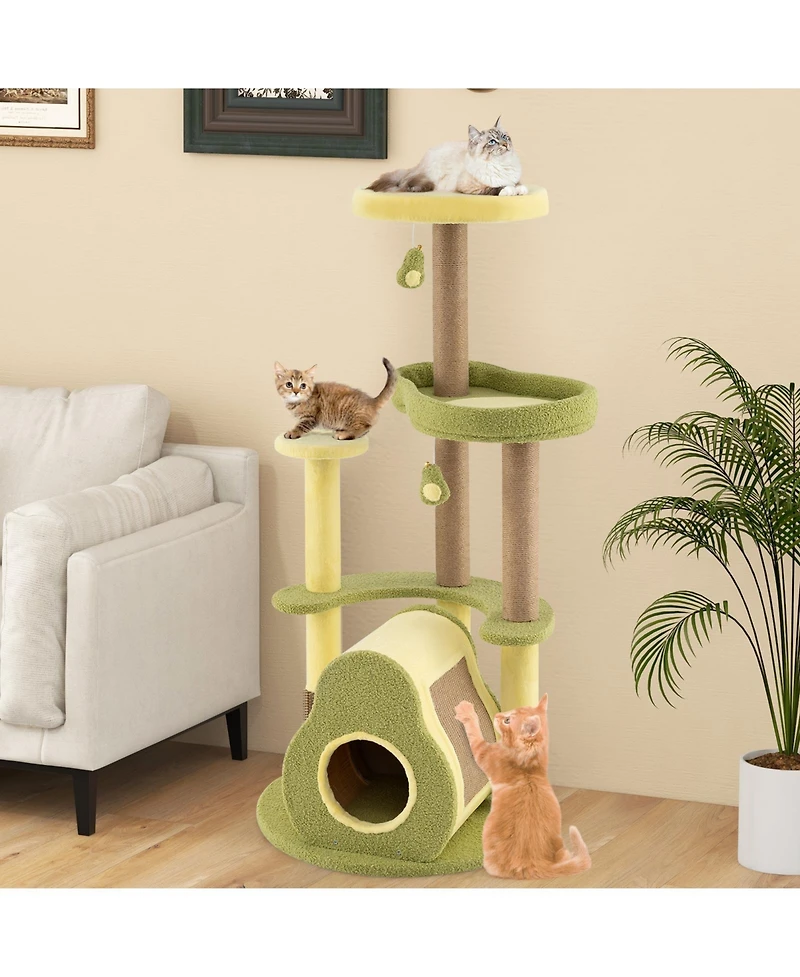 Cozito Cat Tower Freestanding Avocado Multi-Level with Condo