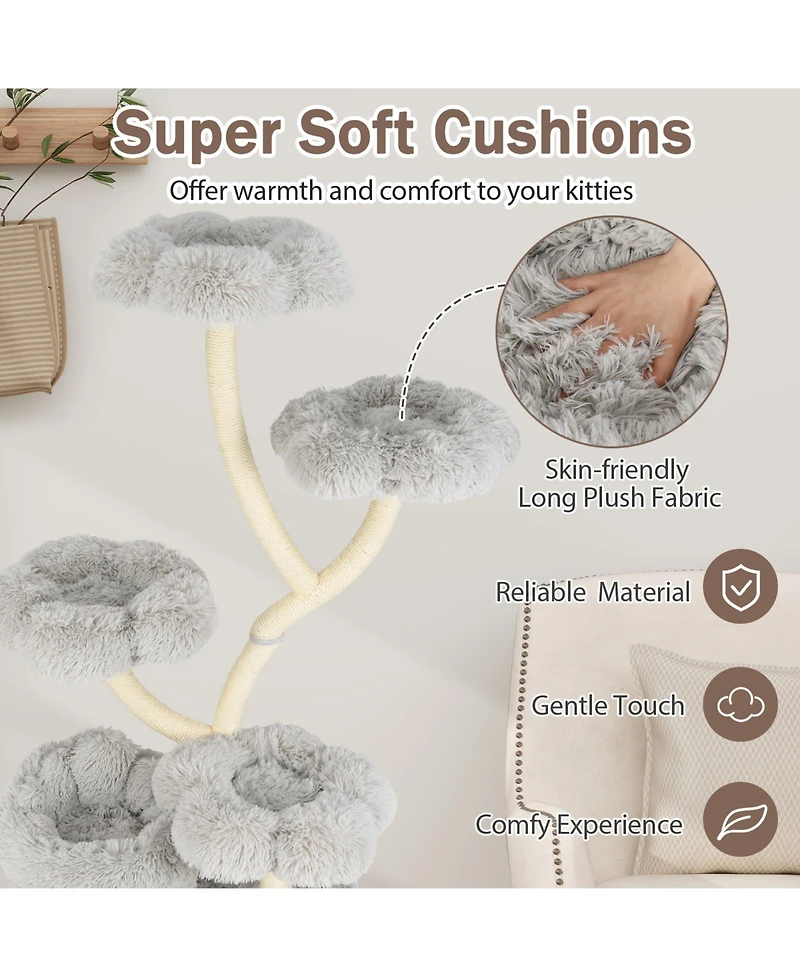 Cozito Cat Tower Freestanding with Flower Platforms and Sisal Posts