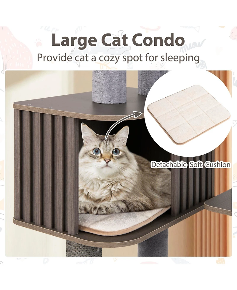 Cozito Cat Tree 59 in Multi-Level with Cushion Top Perch