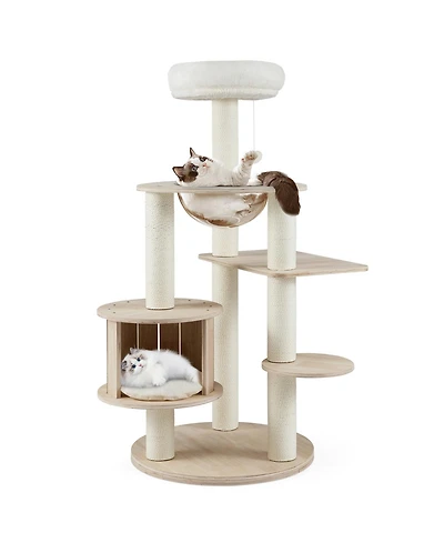 Cozito Cat Tree 52 in Wooden Multi-Level with Plush Cushions