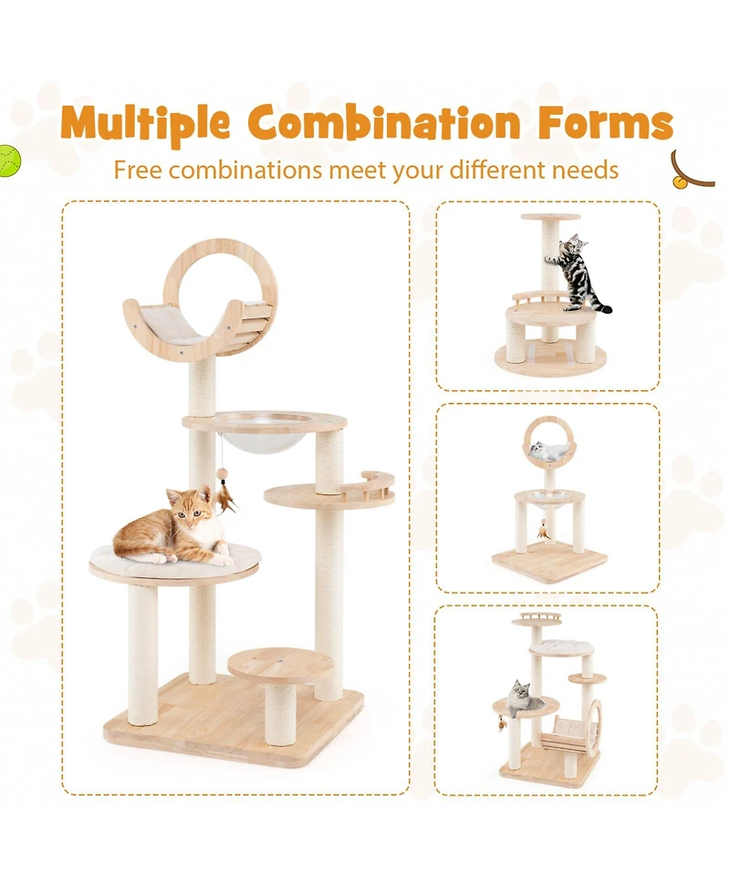 Cozito Cat Tower 4-in-1 Large Wooden with Space Capsule Nest