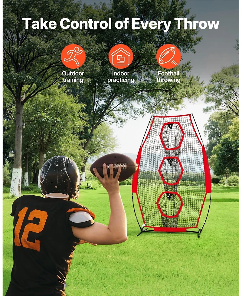 Mecale 8 x 4 Football Throwing Net with 5 Target Pockets
