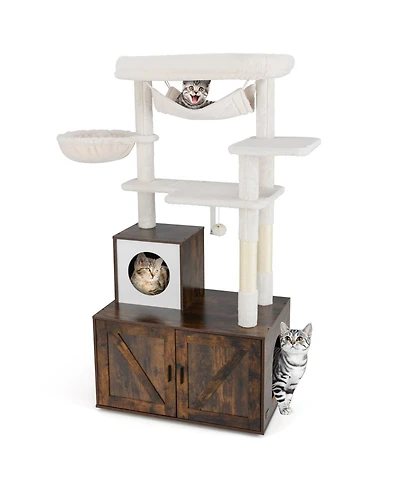 Cozito Cat Tree with Litter Box Enclosure for Indoor Cats