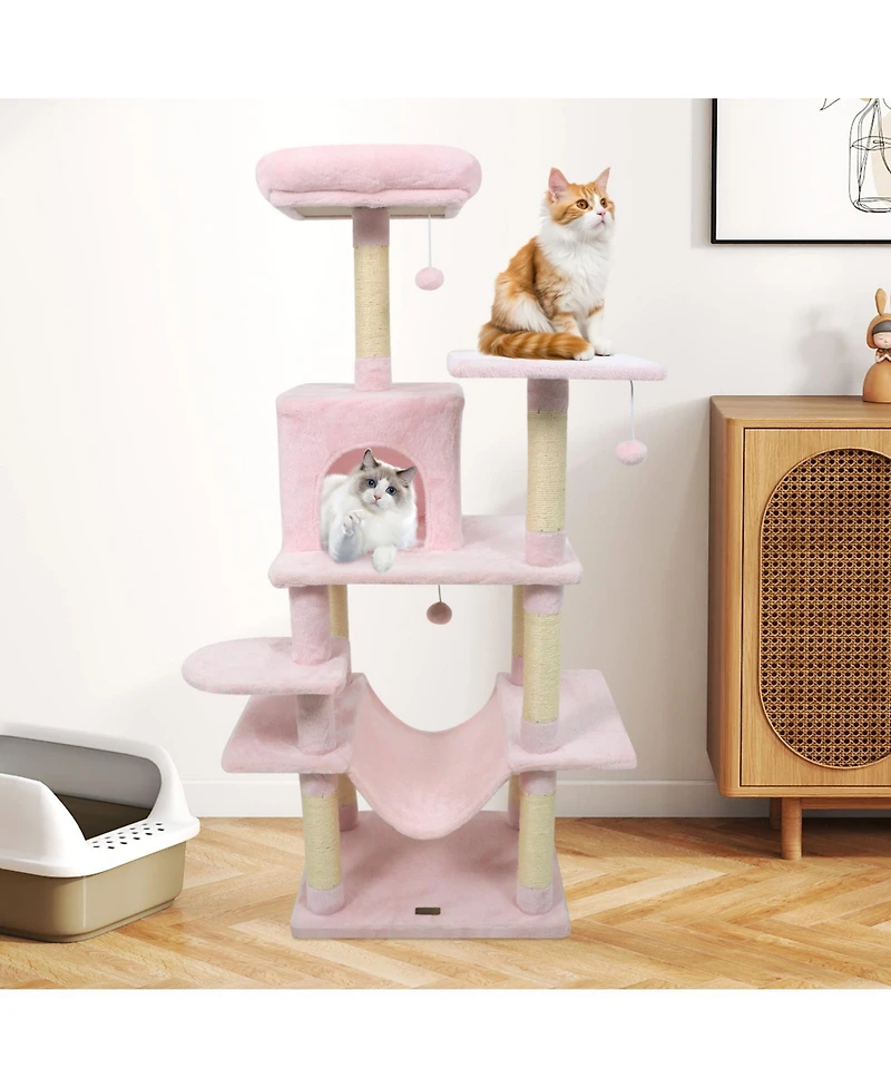 Cozito Cat Tree 58 in Soft Plush Multi-Level with Top Perch