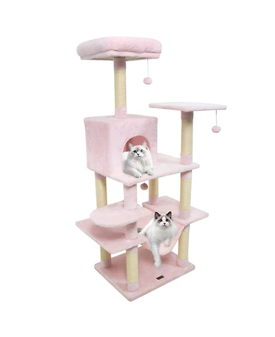Cozito Cat Tree 58 in Soft Plush Multi-Level with Top Perch