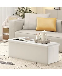 Gouun 43-Inch Folding Storage Ottoman Bench with Foot Rest