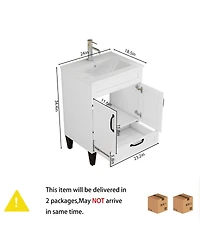 Sillysis Inch Bathroom Vanity with Ceramic Sink, Soft Close Drawers,Handles and Feet