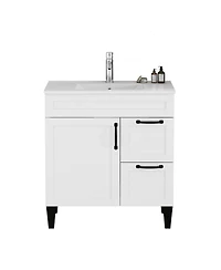 Sillysis Inch Bathroom Vanity with Ceramic Sink, Soft Close Drawers,Handles and Feet